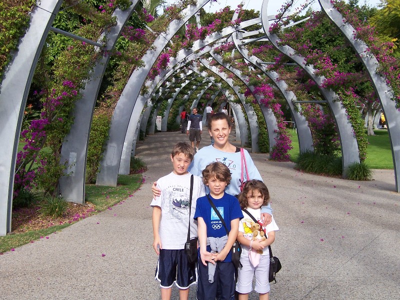 Claudia and the kids in in a park in Brisbane