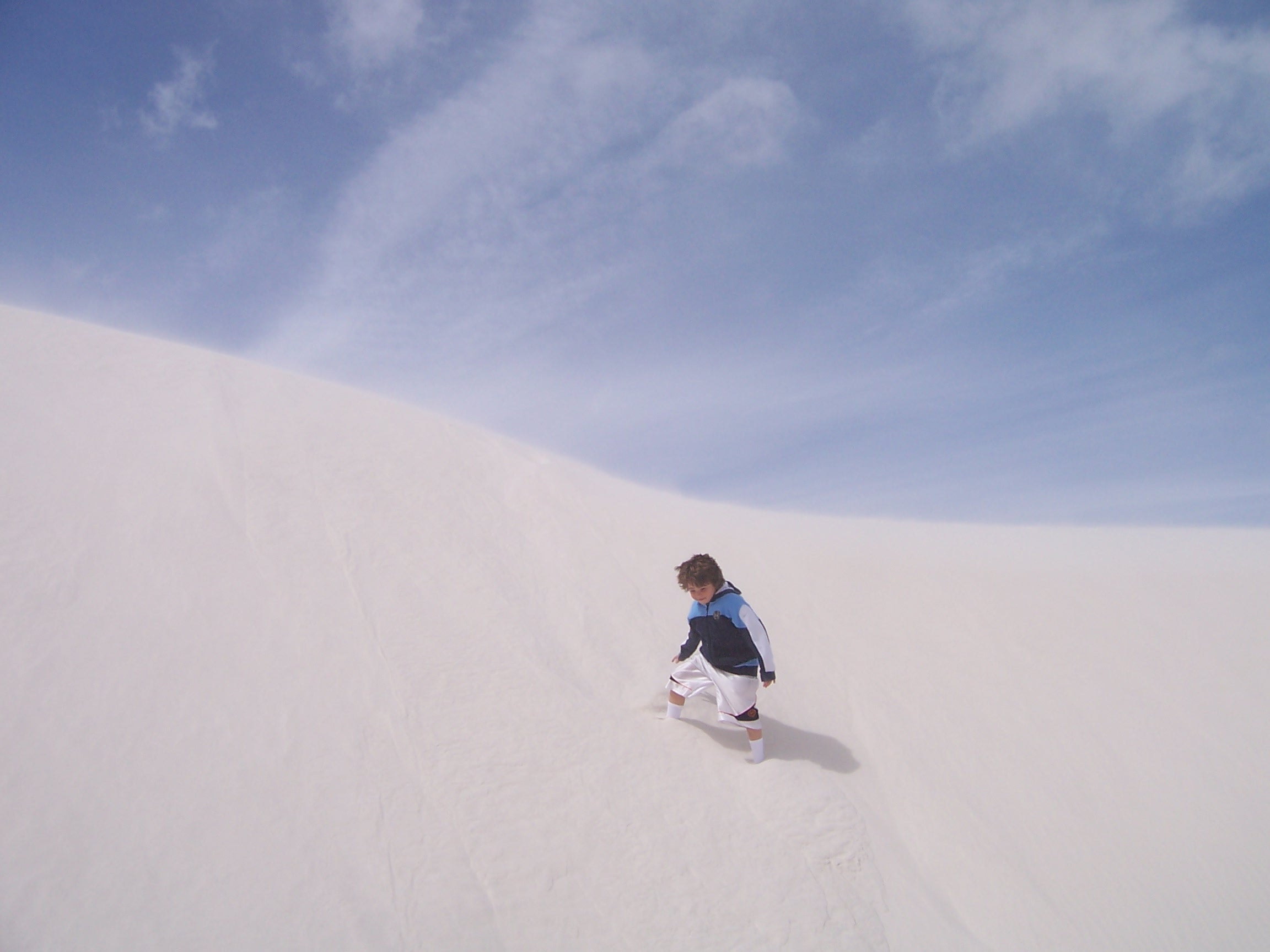 David in White Sand Storm, White Sands National Monument, New Mexico