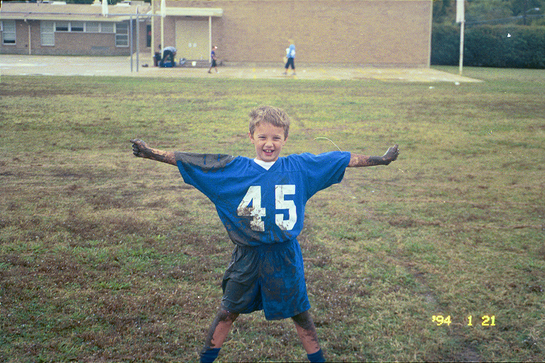 Football, I did two touch downs. Jacobs team won. The date on the photo is bogus this photo is from 2002.