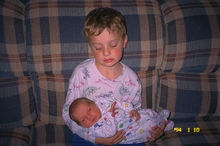 Jacob holding sister Rachel