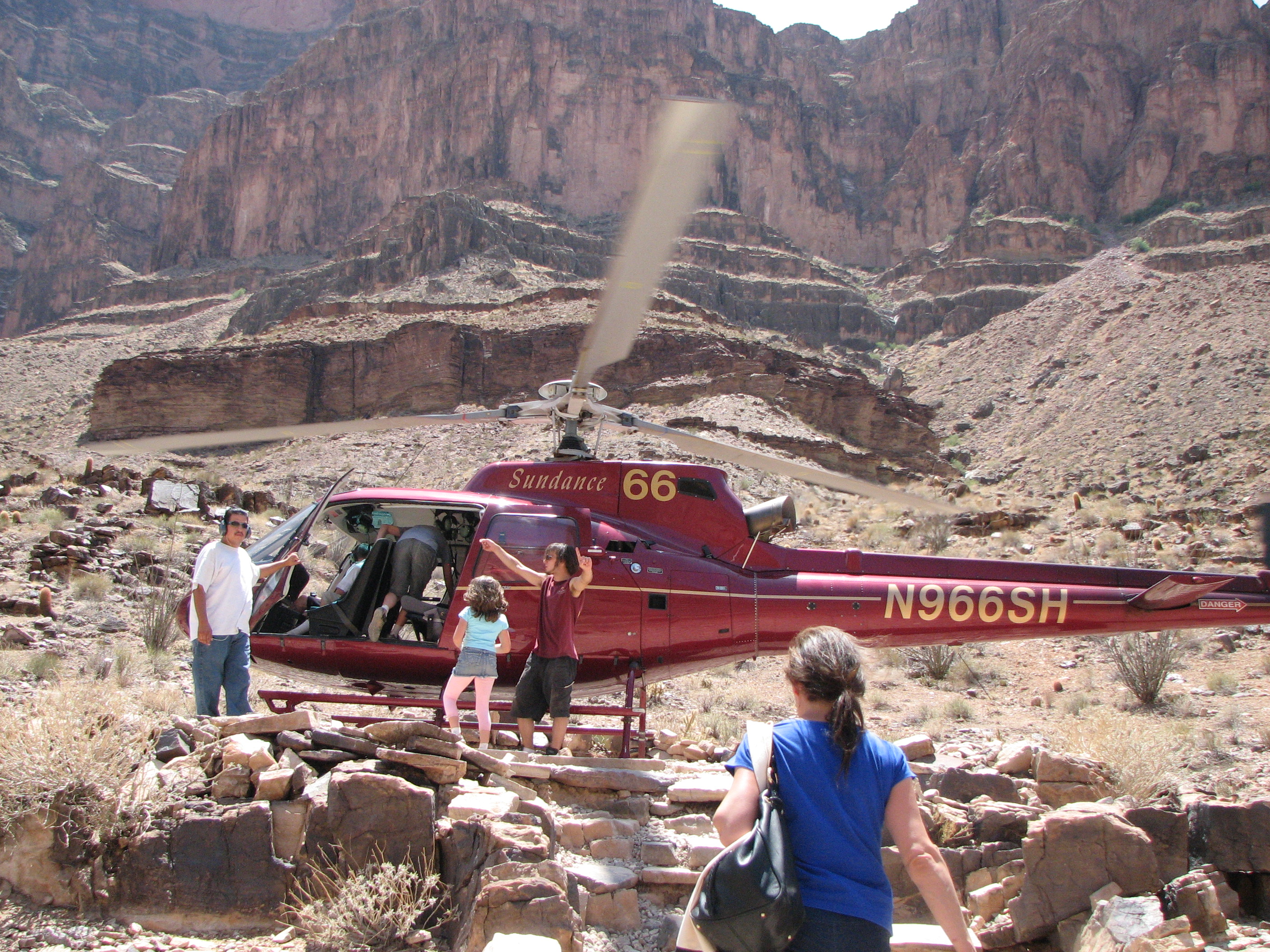 Taking a helicopter down Grand Canyon