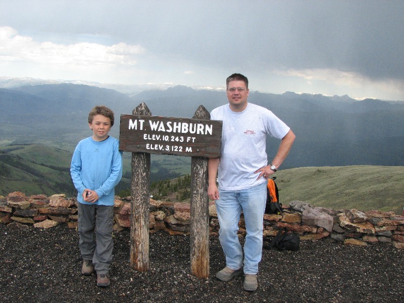 Thomas and David on top of Mt. Washburn