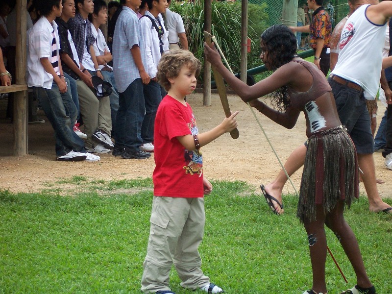 Learning how to throw a spear.