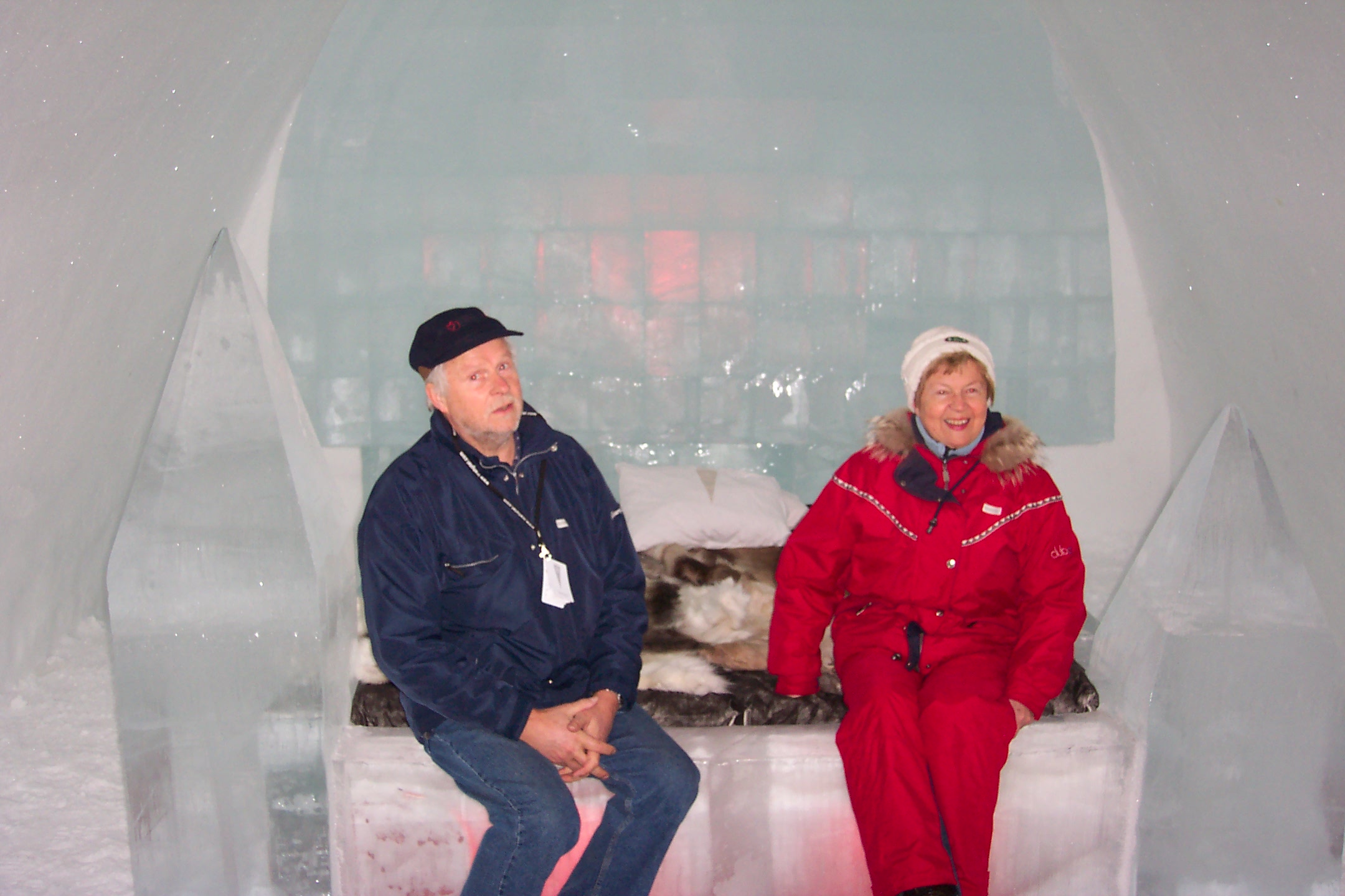 My dad and Ulla in their room at the Ice Hotel in Jukkasjrvi