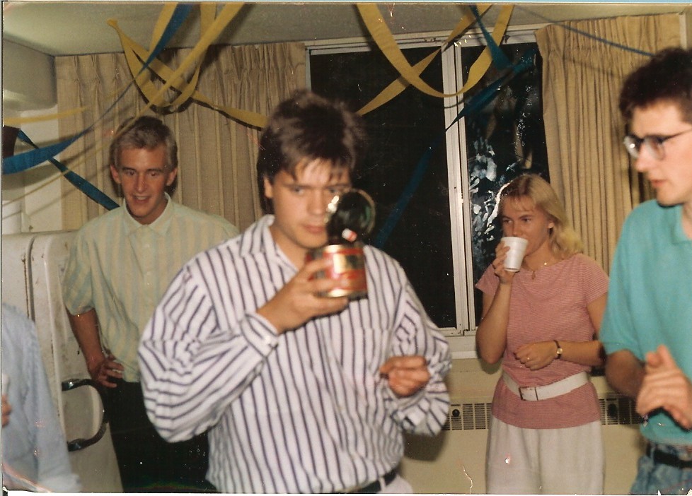 Surströmming in Cleveland. Surströmming, or fermented herring, is a North Swedish delicacy. The smell is somewhat shocking to some. Which is why we placed the left overs in the ventilation drums after the party. In the picture, I forget, Me, Linda Söderqvist, and Per Jonasson