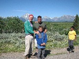 Davids teacher Frank Jordan, dad, and David in Grand Tetons National Park