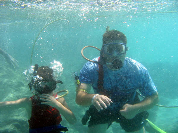 Snuba diving with dad St. Thomas Virgin Islands.
