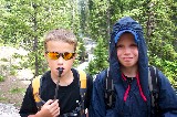 Jacob and Will hiking in Yellowstone