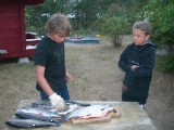 The kids caught lots of big rainbow trout, not it is time to prepare. This was in Sweden