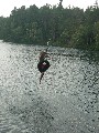 Jacob taking a plunge into the Balestjärn. This was a secluded lake in Northern Sweden. The tire was fun to jump from