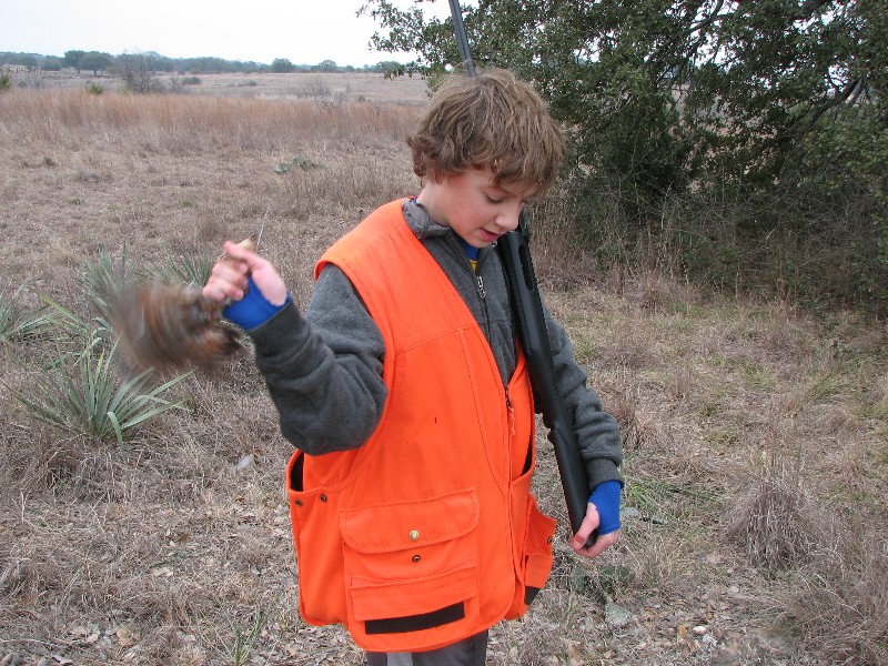 Jacob and Kelan went bird hunting again. Here is Jacob with a Quail
