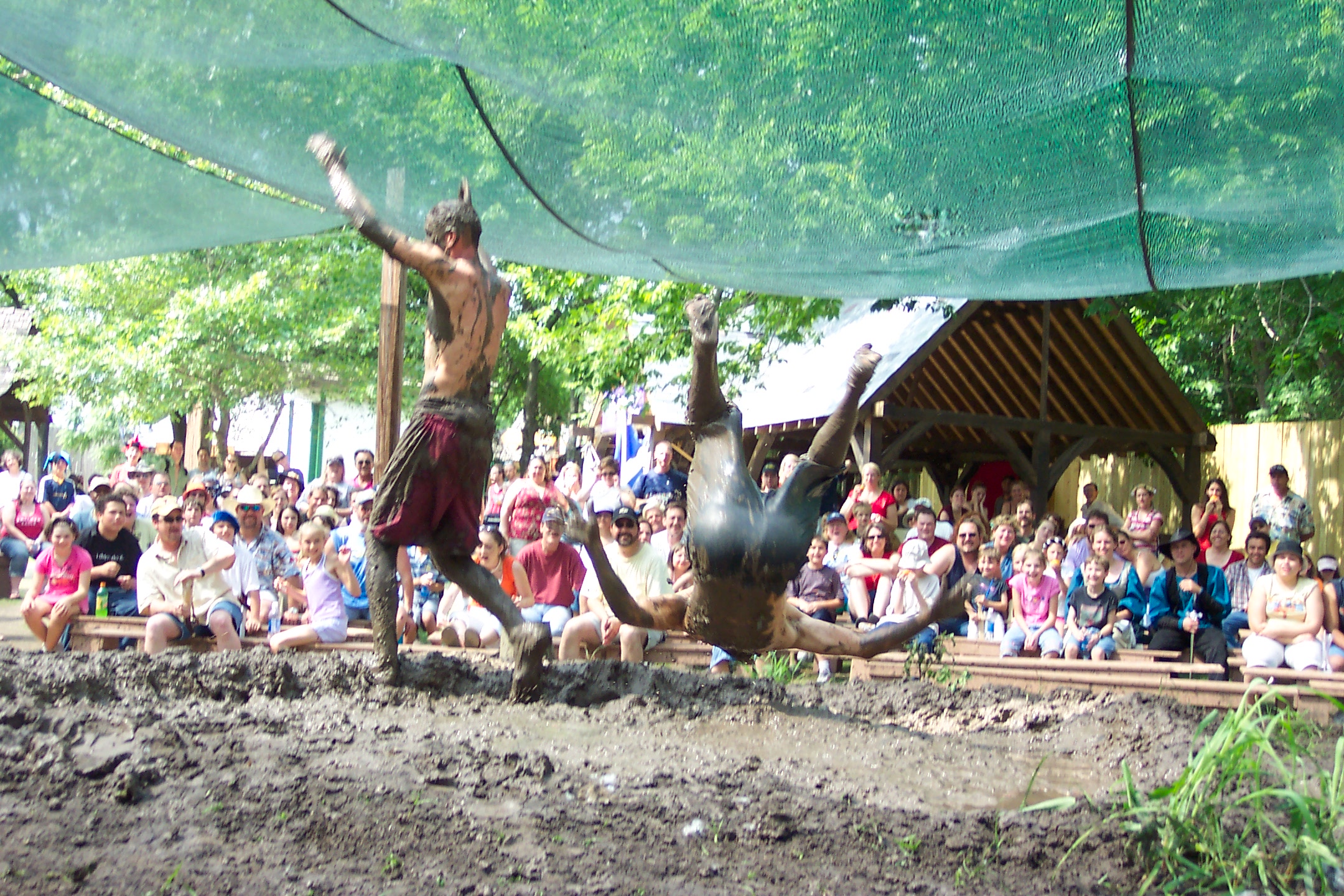 The mud wrestling show, one of the funniest shows at Scarborough Faire. It occurs in the evil mud pit