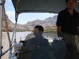 Jacob driving the boat. The captain was from Mongolia.