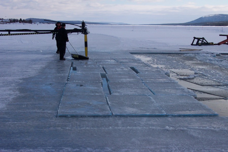 Cutting Ice block for the hotel