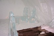 A room with Ice furniture. Notice the wall decorations
