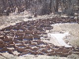 The ruins of ancient Indian buildings in Bandalier Canyon