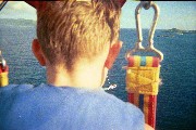 Jacob and I went parasailing, this photo is taken from up in the air, and the back of Jacobs head is included