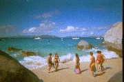 Virgin Gorda Beach. During our cruise we visited several places in the Brittish Virgin Islands and the American Virgin Islands. Virgin Gorda is famous for there beautiful and Rocky paradise beaches
