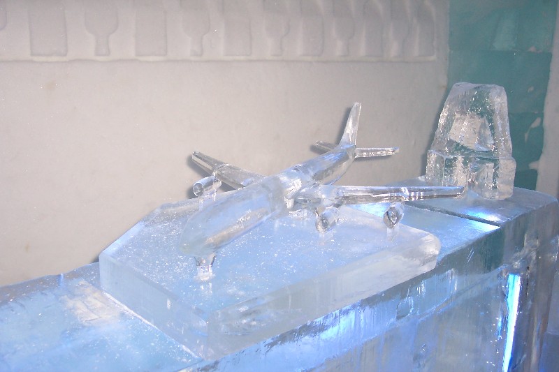 Ice Aeroplane in the bar of the Ice Hotel