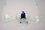 Jacob at an ice table in the Ice hotel in Jukkasjärvi