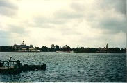 The lake at Epcot Center 1988. You can see America, China, Japan and Marocco