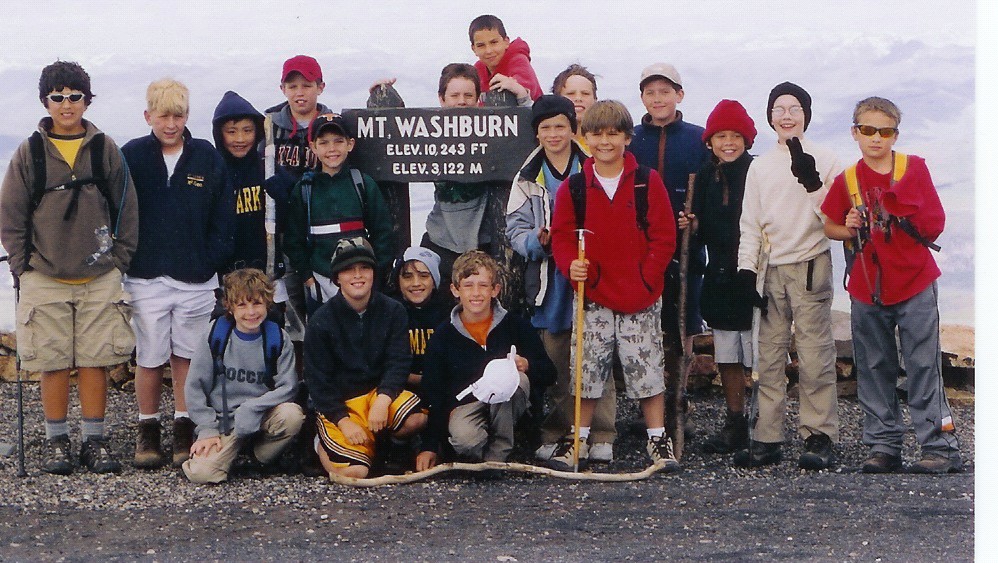 All the Kids on the top Mount Washburn in Yellowstone