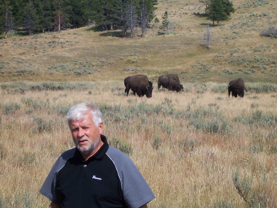 My dad, Stig, in front of Buffalos