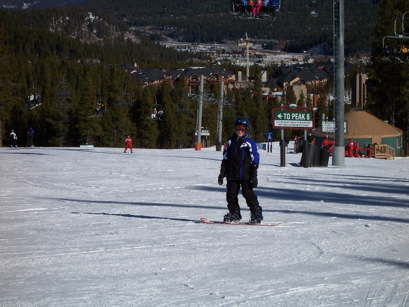 Jacob on his Snowboard. Jacob picked up Snowboarding very quickly (2004)