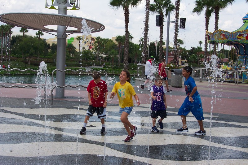 Anna, Jacob, and David are having fun and cooling off