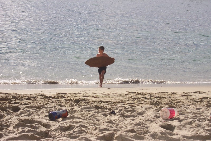 Jacob tried to surf the waves at Laguna Beach