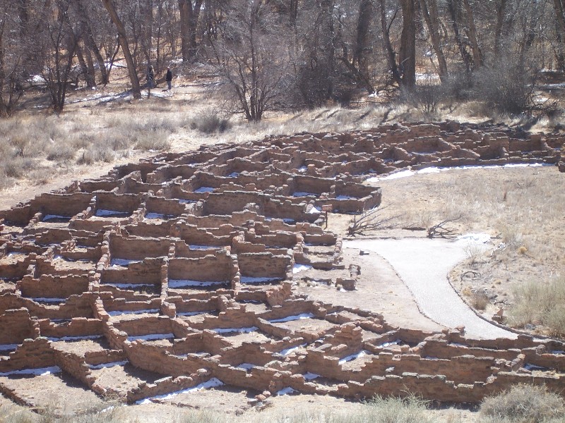 The ruins of ancient Indian buildings in Bandalier Canyon