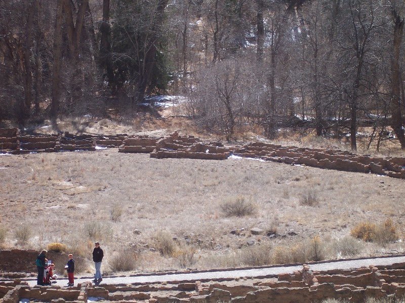 The ruins of ancient Indian buildings in Bandalier Canyon