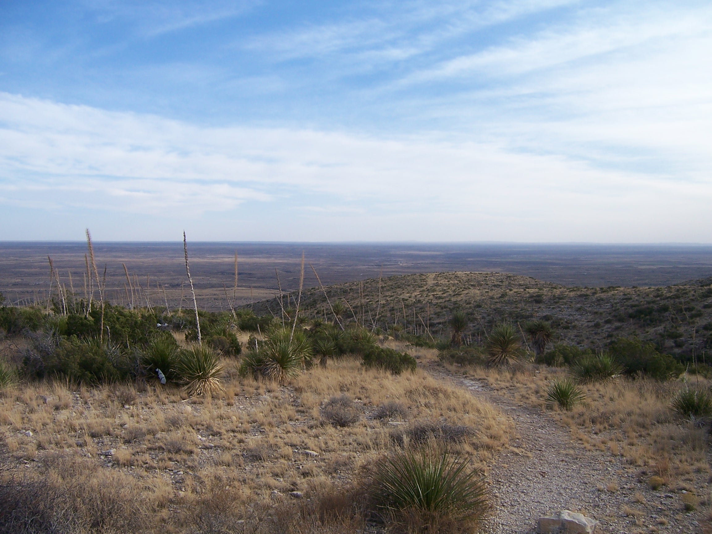 View from the caves. The flat prairie stretches into Texas