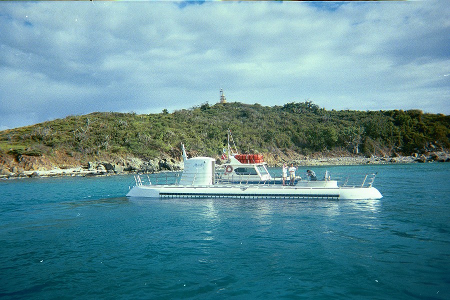 We took a submarine trip around the Virgin Islands to see the underwater life. This is the trip right before us before the dive