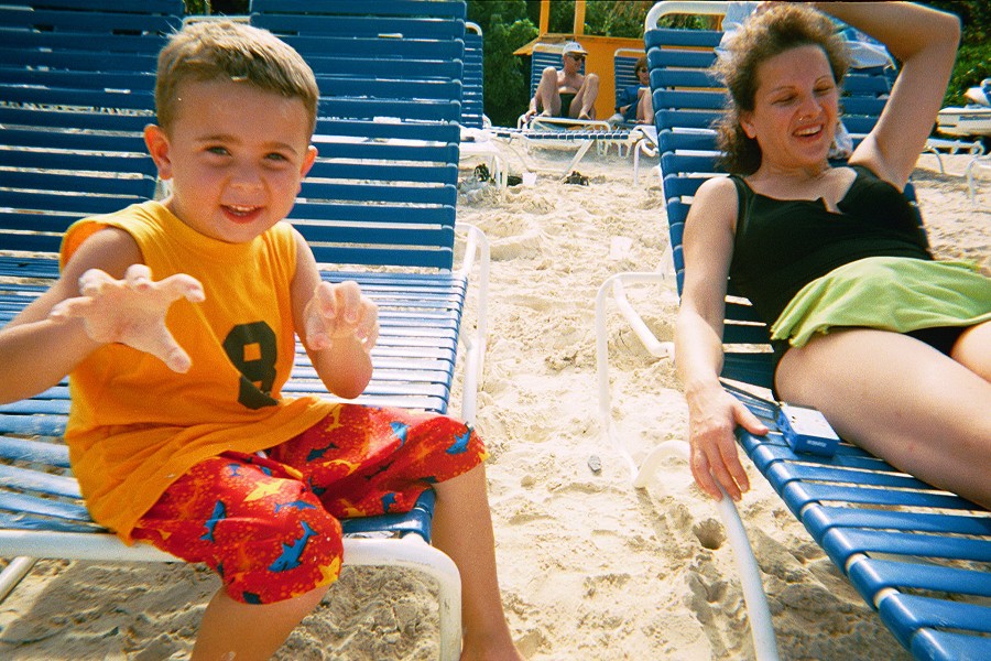 David and Claudia on the beach of St. Thomas