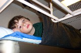 We travelled by train to northern Sweden to visit the famous Ice Hotel. This is Jacob in his sleeping car on the train