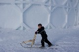 A spark is a swedish kick sled used for shopping and transportation. David knew right away how to use it and he believed the hotel placed them around the hotel for the convenience of the kids (not for the adults), oh well he had fun. The Ice theater is in the background