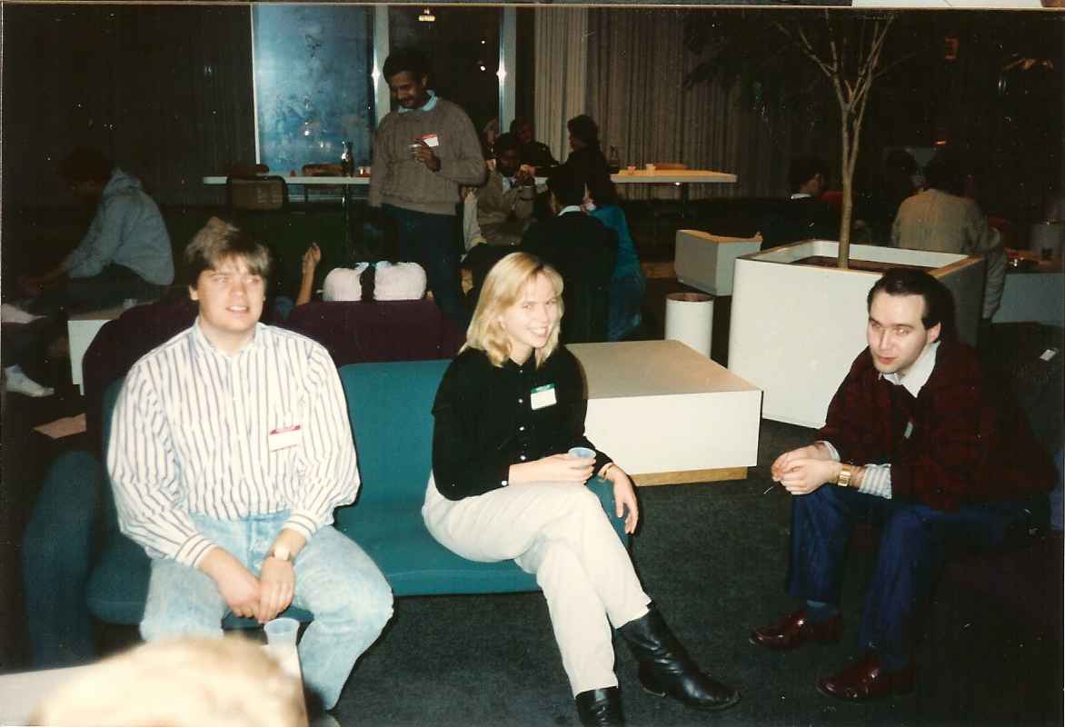 Me, Linda, Stefan at a wine and cheese party