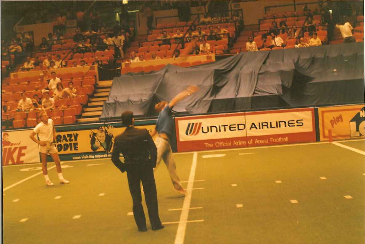 The throw. We were watching an indoor football game at Madison Square Garden, when I was called down to perform in half time entertainment. I brought my group to victory in a football throwing contest. It was the first time I ever held a football, and thousands were watching me.