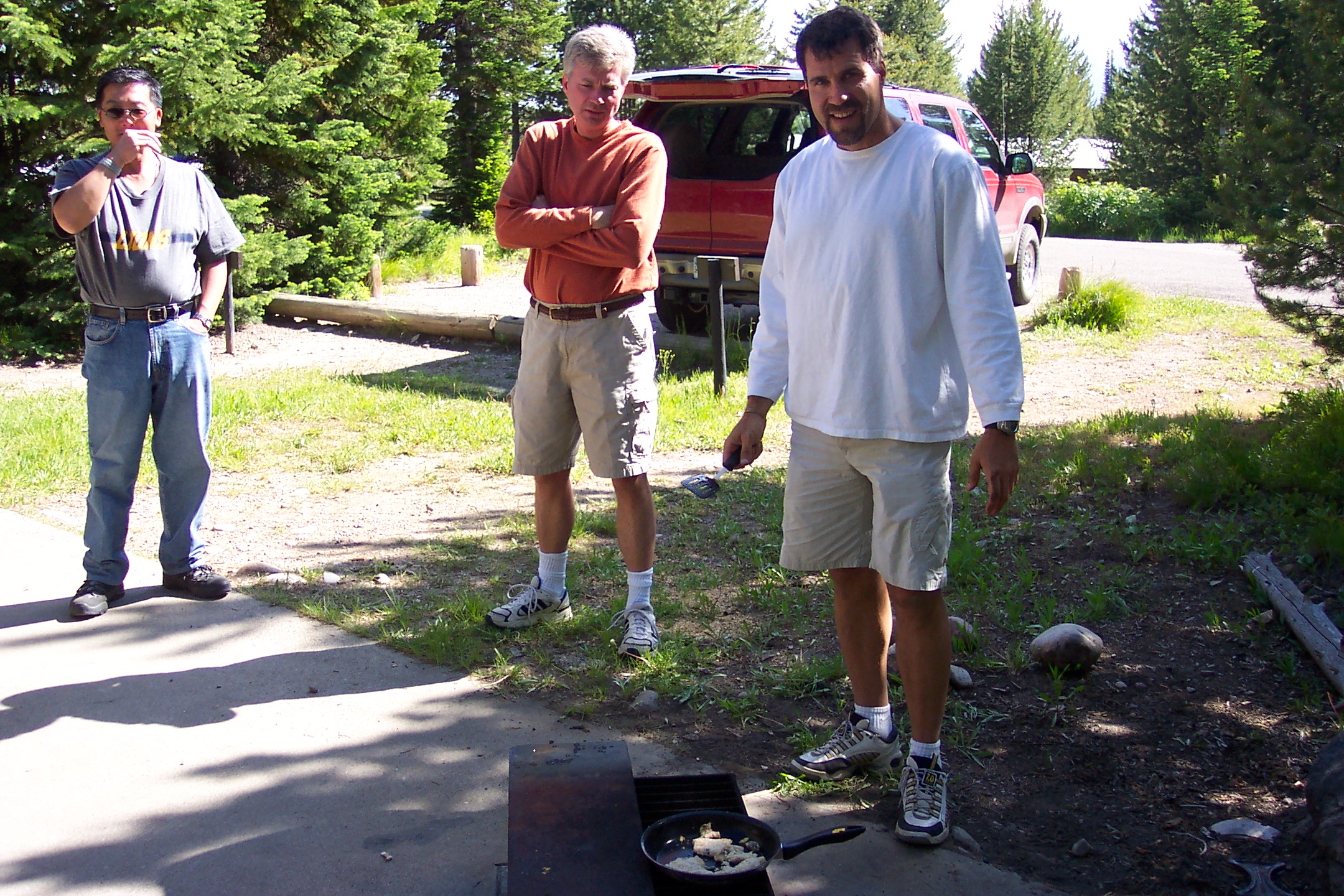 Cooking trout.