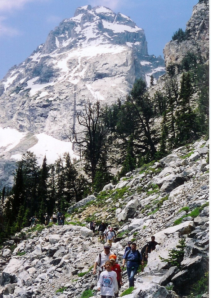 Climbing the middle teton, Jacob in the lead