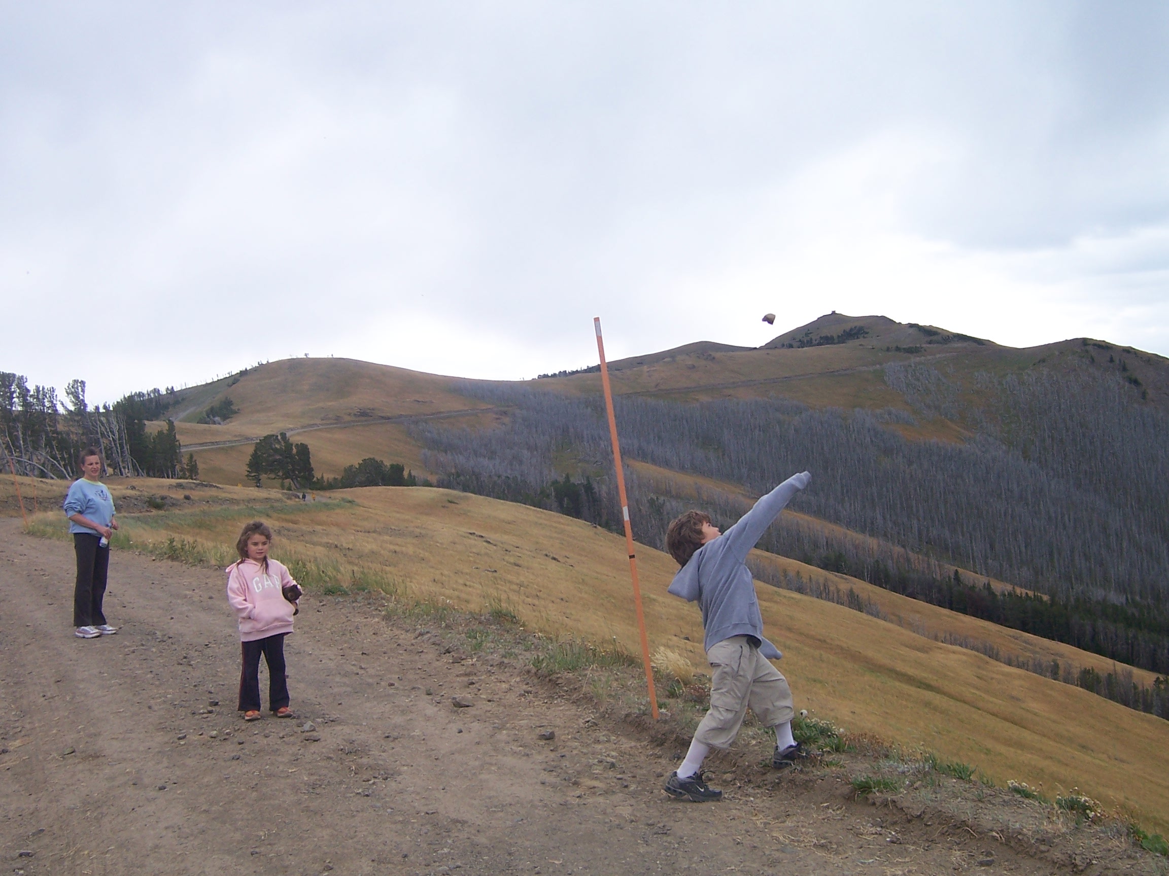 Climbing Mount Washburn. David is throwing a rock, are we ever going to get to the top?