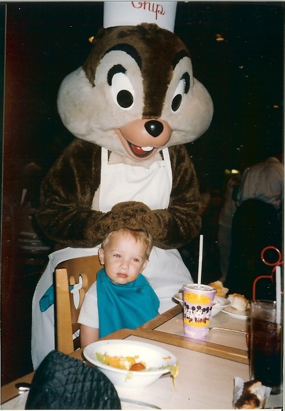 Jacob meets Mickey Mouse at Character Breakfast in Disney World