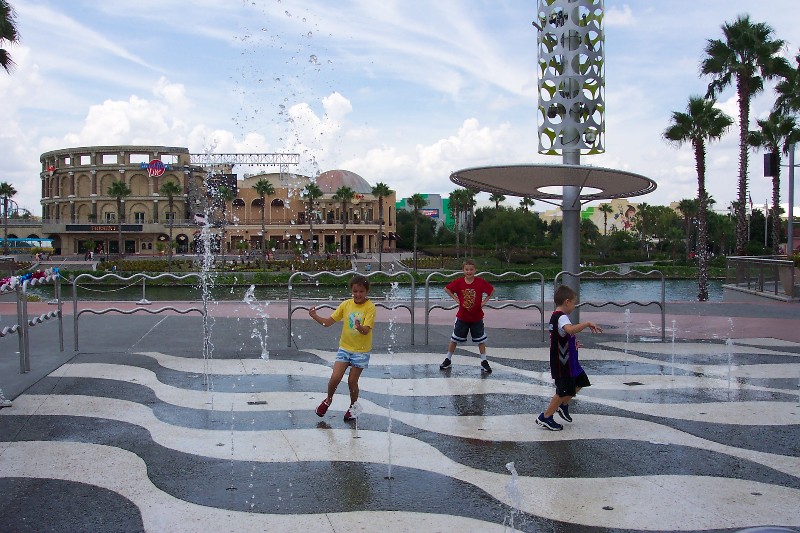 Anna, Jacob, and David are having fun and cooling off